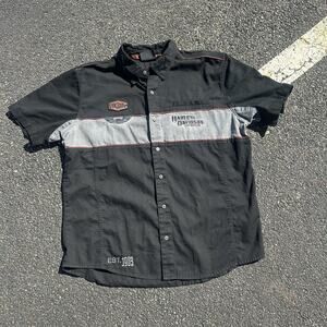 Harley Davidson Garage Shirt SYN3 Black Button Up Motorcycle Rider 🔥 Mens 2X